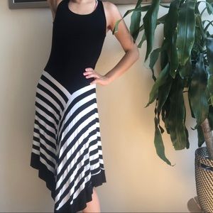 SOLD Asymmetrical Striped Maxi Dress